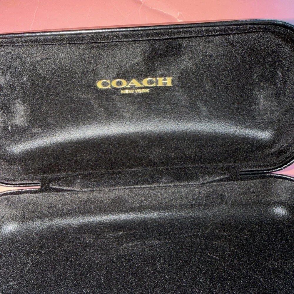 Coach New York Hard Case Sunglasses BLACK Faux Leather Portable